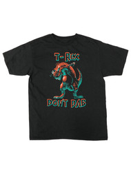 Boys Short Sleeve Black T-Rex Don't Dab Video Gamer T-Shirt Shirt
