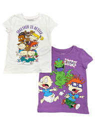 Rugrats Girls Purple & White Short Sleeve 2pc T-Shirt Set Small (6-6X)