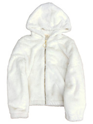 Self Esteem Girls Ivory Off-White Faux Fur Jacket Hoodie Coat