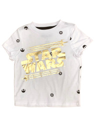Disney Star Wars Toddler Boys White & Gold Short Sleeve Tee Shirt 2T