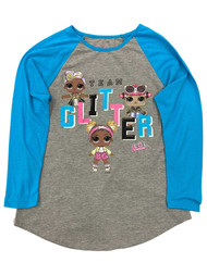 LOL Surprise Girls Gray & Blue Long Sleeve T-Shirt Tee Shirt