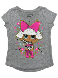Jumping Beans LOL Surprise! Girls Gray Diva Glitter Short Sleeve T-Shirt Tee