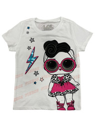 LOL Surprise! Girls White Fierce Dollface Short Sleeve T-Shirt Tee Small (6-6X)
