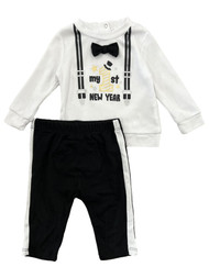Infant Boys 2-Piece My First New Year Bow Tie Shirt & Pants Outfit Set