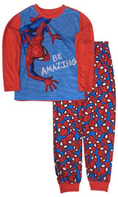 Spider-Man Boys Lightweight Blue Amazing Pajamas Shirt Sleep Pants Set