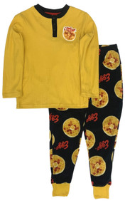 Kelloggs Boys Yellow Eggo Waffle Fleece Pajamas Shirt Sleep Pants Set
