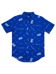 The Office Mens Royal Blue Short Sleeve Button-Down Woven Shirt