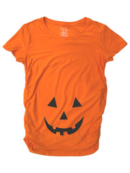 Womens Orange Pumpkin Belly Maternity Halloween T-Shirt Tee Shirt