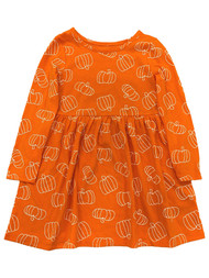 Infant & Toddler Girls Orange Pumpkin Halloween Dress