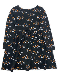 Toddler Girls Orange and White Hearts Black Halloween Dress
