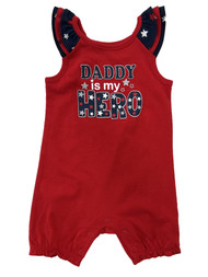 Infant Girls Red White & Blue Daddy Is My Hero 4TH Of July Patriotic Romper