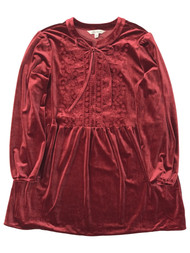 Pioneer Woman Womens Red Velour Empire Waist Embroidered Tunic Shirt