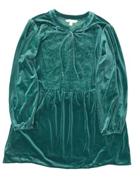 Pioneer Woman Womens Green Velour Empire Waist Embroidered Tunic Shirt