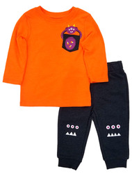 Infant & Toddler Boys Orange Pocket Monster Halloween Shirt & Pants Set