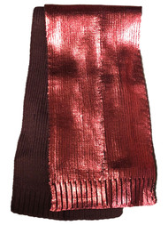 Womens Shimmery Metallic Silver Red Reversible Burgundy Winter Neck Scarf