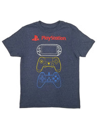 Boys Blue PlayStation Play Station Controller Gamer T-Shirt Tee Shirt