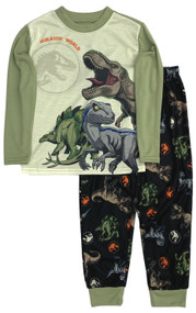 Jurassic World Boys Lightweight Green Dinosaur Pajamas Sleep Set