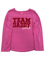 Infant and Toddler Girls Pink Team Daddy Valentines Long Sleeve T-Shirt