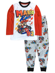 Mario Kart Boys Lightweight White & Red Gamer Pajamas Sleep Set