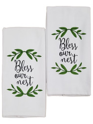 Mabelle Home Collection Bless Our Nest Kitchen Towel Set, 2 Cotton Dish Towels