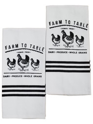 Mabelle Collection Farm Chicken Kitchen Towel Set, 2 Cotton Dish Towels