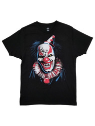 Mens Black Scary Clown Ghost Graphic Tee Short Sleeve Halloween T-Shirt