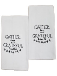 Mabelle Home Collection Grateful Hearts Kitchen Towel Set, 2 Cotton Dish Towels