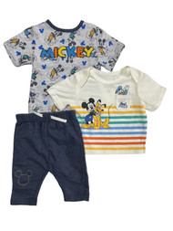 Disney Infant Boys 3-Piece Mickey Mouse Best Pals T-Shirts & Pants Set 3-6m