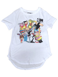 Junior Womens White Cartoon Network Johnny Bravo Tee Shirt T-shirt