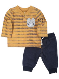 Carters Infant Boys Yellow & Navy Tiger Long Sleeve Top & Pant Set