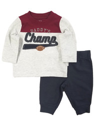 Carters Infant Boys Gray Daddy's Champ Long Sleeve Top & Pant Set