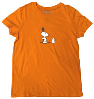 Peanuts Womens Orange Snoopy Dog Ghost Halloween Tee Shirt T-shirt