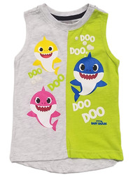 Toddler Boys Gray & Green Baby Shark Tank Top Muscle Tee Shirt