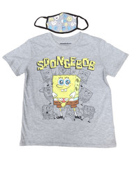 Junior Womens Gray SpongeBob squarepants Tee Shirt T-shirt