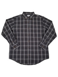Haggar Mens Caviar Black Plaid Woven Long Sleeve Button-Down Shirt