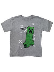 Boys Gray Minecraft Short Sleeve Christmas Seasons Greetings Tee Shirt