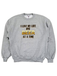 Split Tees Mens Gray One Beer At A Time Heavyweight Pullover Sweatshirt L
