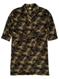 Mens Woodland Camouflage Plush Microfleece Robe House Coat Bathrobe
