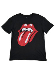 The Rolling Stones Womens Black Vampire Lips Halloween T-Shirt Tee Shirt Top