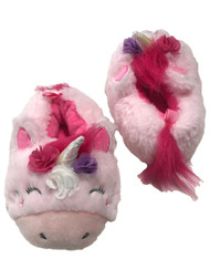Toddler Girls Plush Pink Unicorn Slippers House Shoes 7-8