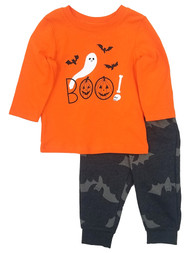 Infant & Toddler Boys Orange Boo Halloween Shirt & Pants Set