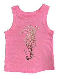 Infant & Toddler Girls Pink & Gold Seahorse Tank Top Sleeveless Shirt 12 Months