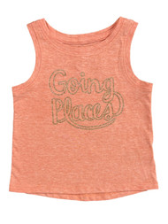 Infant & Toddler Girls Orange & Gold Going Places Tank Top Sleeveless Shirt 12m