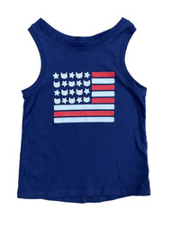 Infant & Toddler Girls Navy Blue Kitty Cat Patriotic Flag Tank Top
