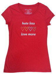 Junior Womens Wound Up Hate Less Love More Tee Shirt T-Shirt
