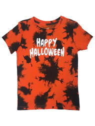 Celebrate Girls Orange Tie Dye Happy Halloween Short Sleeve T-Shirt Tee