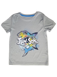 Cat & Jack Boys Gray Moisture Wicking Shark "Jawsome" Shirt Small 6-7