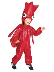 Toddler Boys & Girls Shiny Red Plush Squid Octopus Hooded Jumpsuit Costume