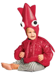 Infant Boys & Girls Shiny Red Plush Squid Octopus Hooded Costume