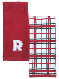 St Nicholas Square Red Christmas Plaid "R" Monogram Hand Towel Set,  2 piece
